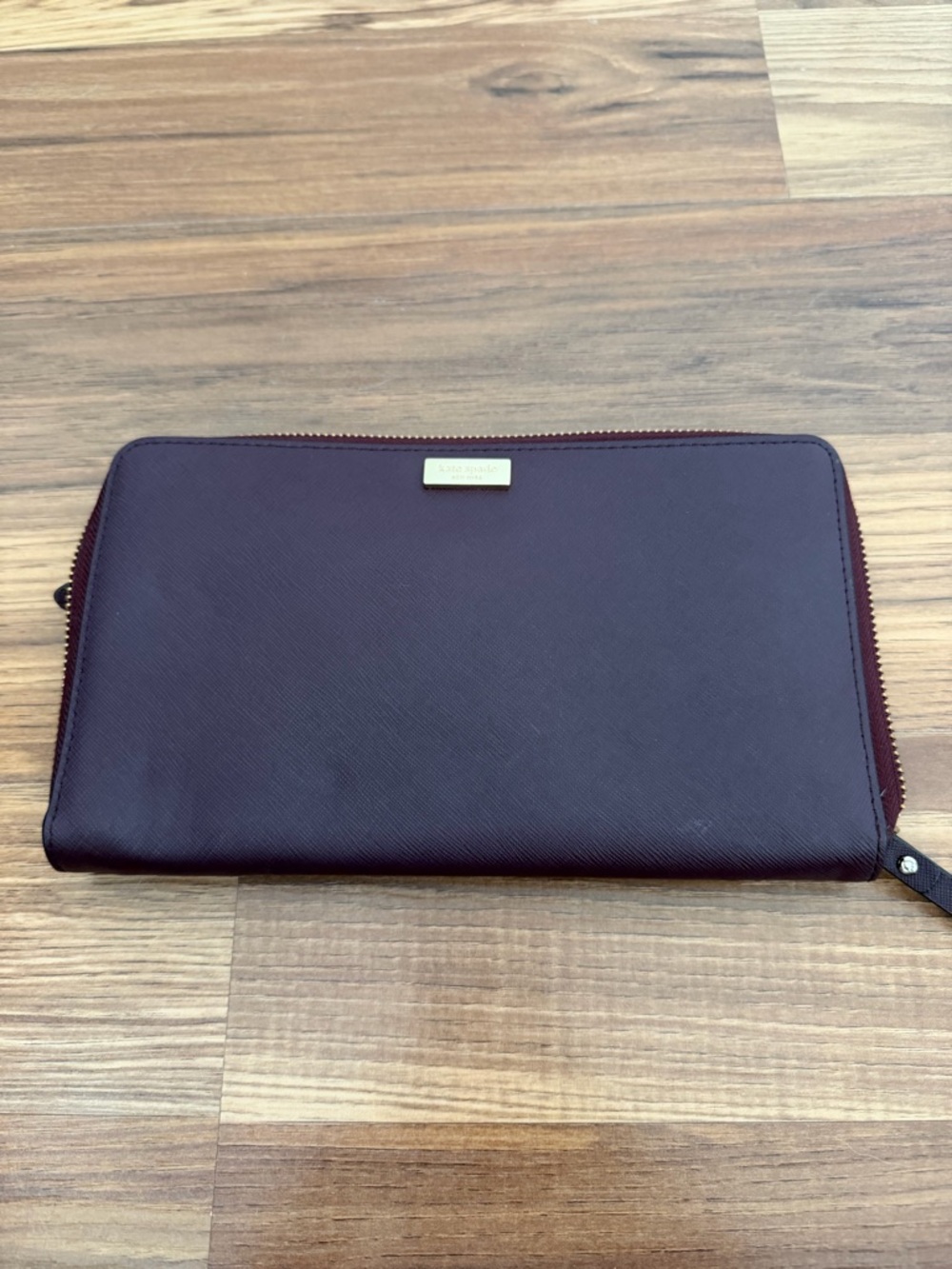 Leather Zip-Around Travel Wallet in Dark Brown